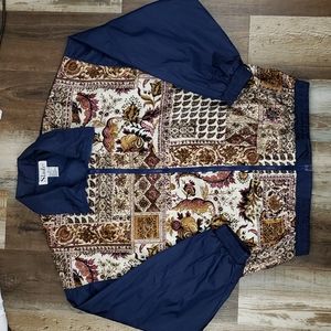 Slade Vintage Blue and Velour Long Sleeve Windbreaker Size Medium